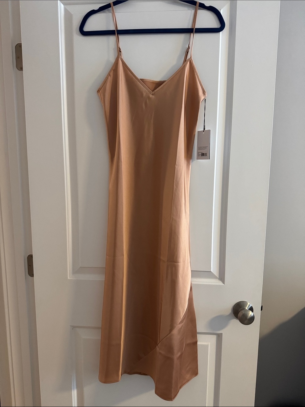 Knix Papaya Satin Slip Dress in Nude Tan - NWT